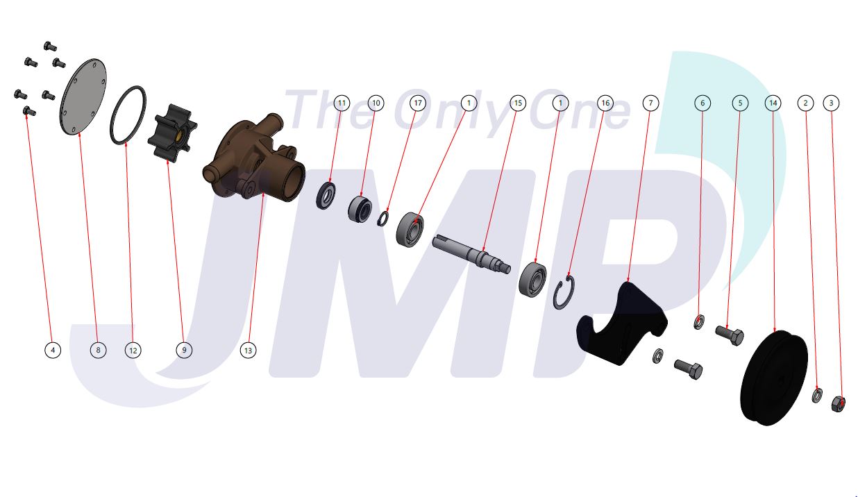 Yanmar 2/3GM- 2/3YM Seawater Pump Replacement JPR - YM08IH