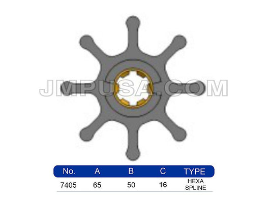 JMP 7405-01 Impeller 65 X 50 X 16 (8 Blade)