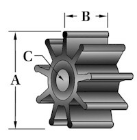 Johnson 09-1026B, Jabsco 673-0001 Impeller JMP 7051-01