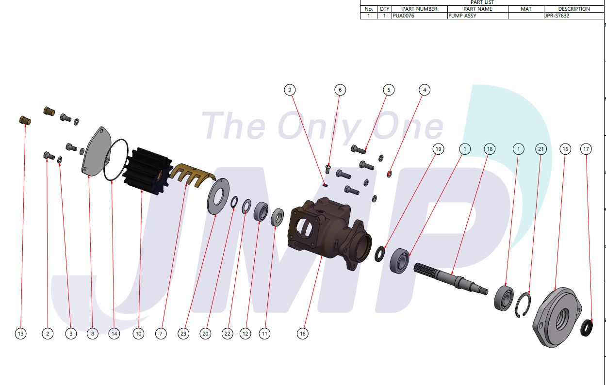 CATERPILLAR C7, C9, 3116, 3126 Seawater Pump Replacement JMP JPR-S7632