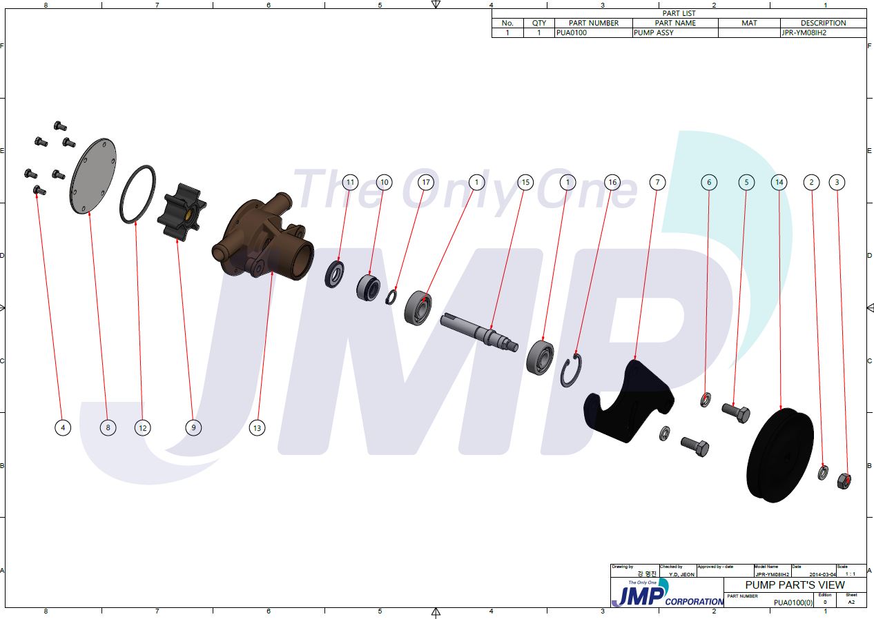 Service Kit (Major) Seawater Pump JMP JPR-YM08IH, JPR-YM08IH02 JSK 0082