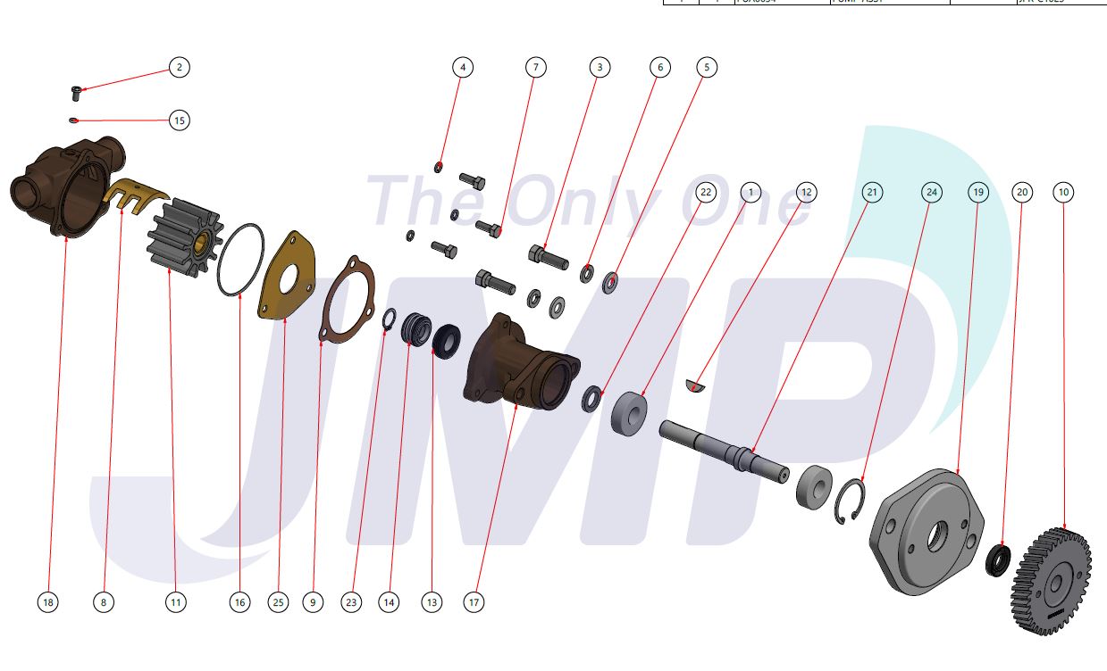 Service Kit (Major) JSK 0047 for Seawater Pump JMP JPR-C1025