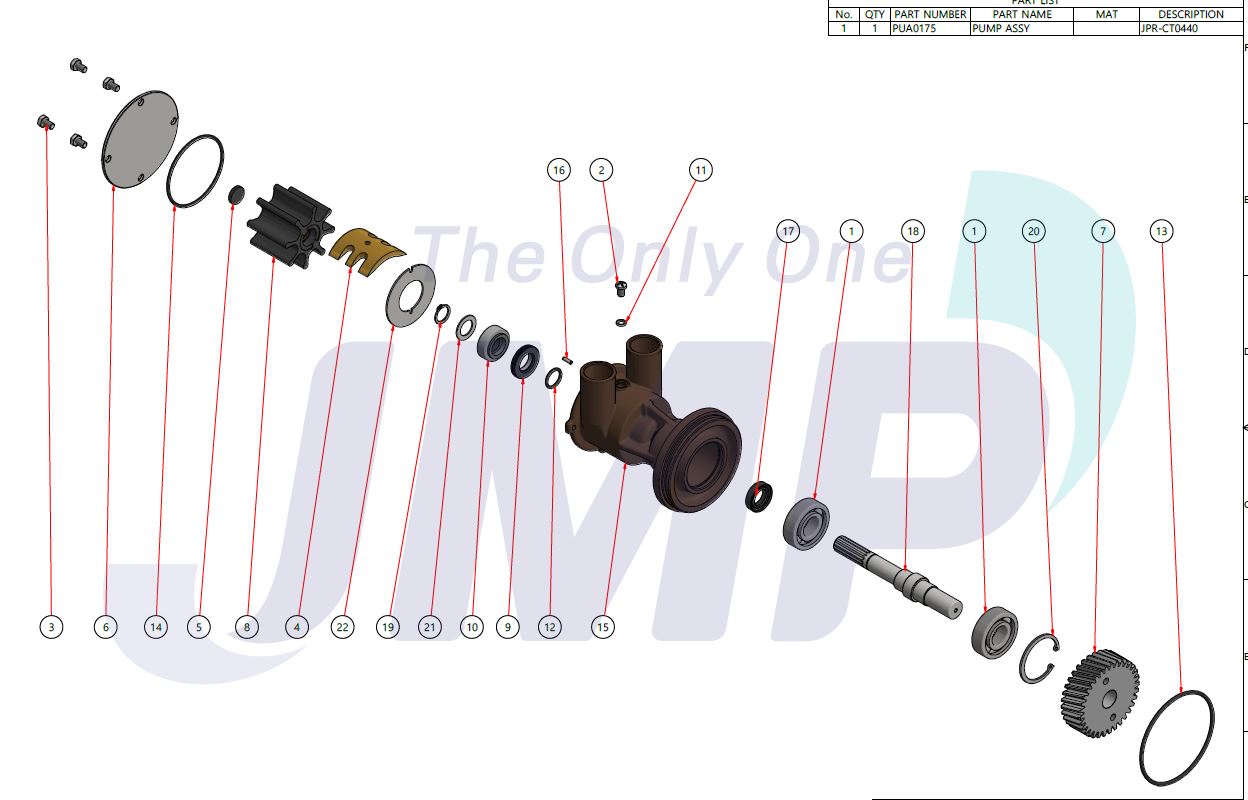 CATERPILLAR C 4.4 Seawater Pump Replacement JMP JPR-CT0440