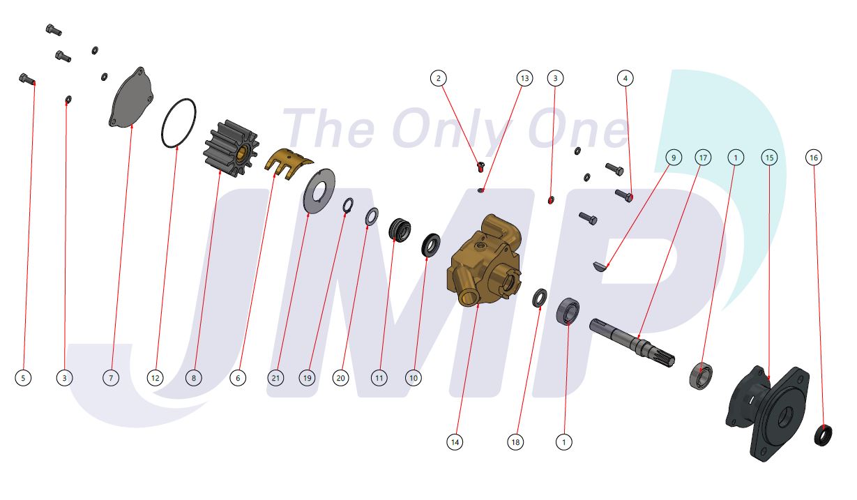 Onan MDKDS Sherwood G-1012 (G1009) Seawater Pump Replacement JRP-G1012