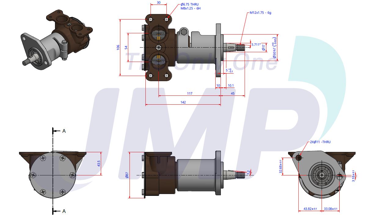 Volvo Penta D5 / D7 Series Seawater Pump 3838288 Replacement VP0050D