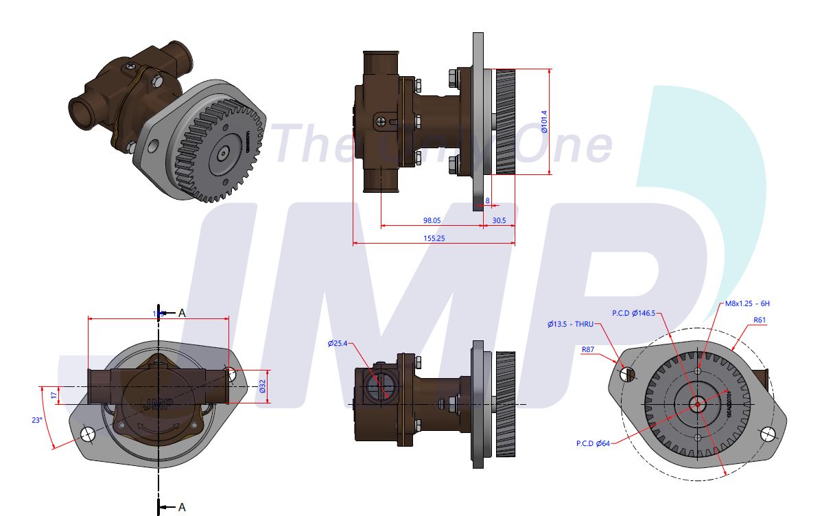 Cummins 4B/4BT3.9M, 4BTA3.9, 6B/6BT5.9M Seawater Pump Sherwood M7,M71 M71-01 Replacement