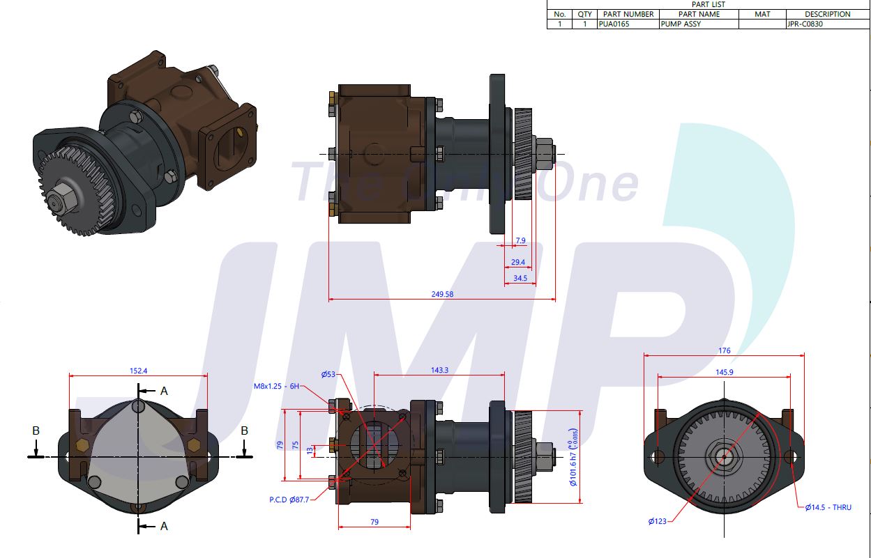 Cummins QSC 8.3, QSL 9.0 Sherwood G2610X (G2603) Seawater Pump Replacement C0830