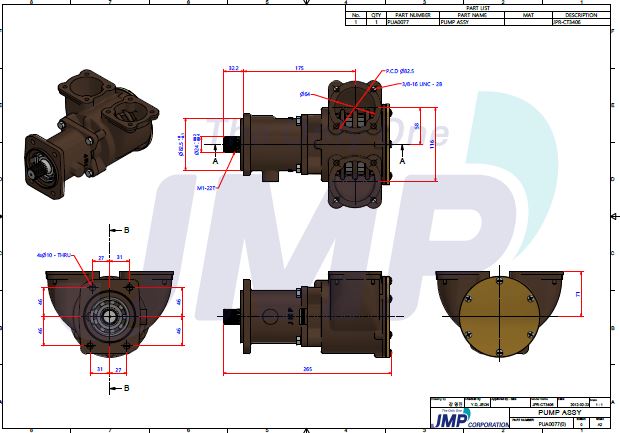 Caterpillar 3406 Seawater Pump 5N4852, 3N4851, 3N4852, Jabsco 17970-0000 Replacement JPR-CT3406