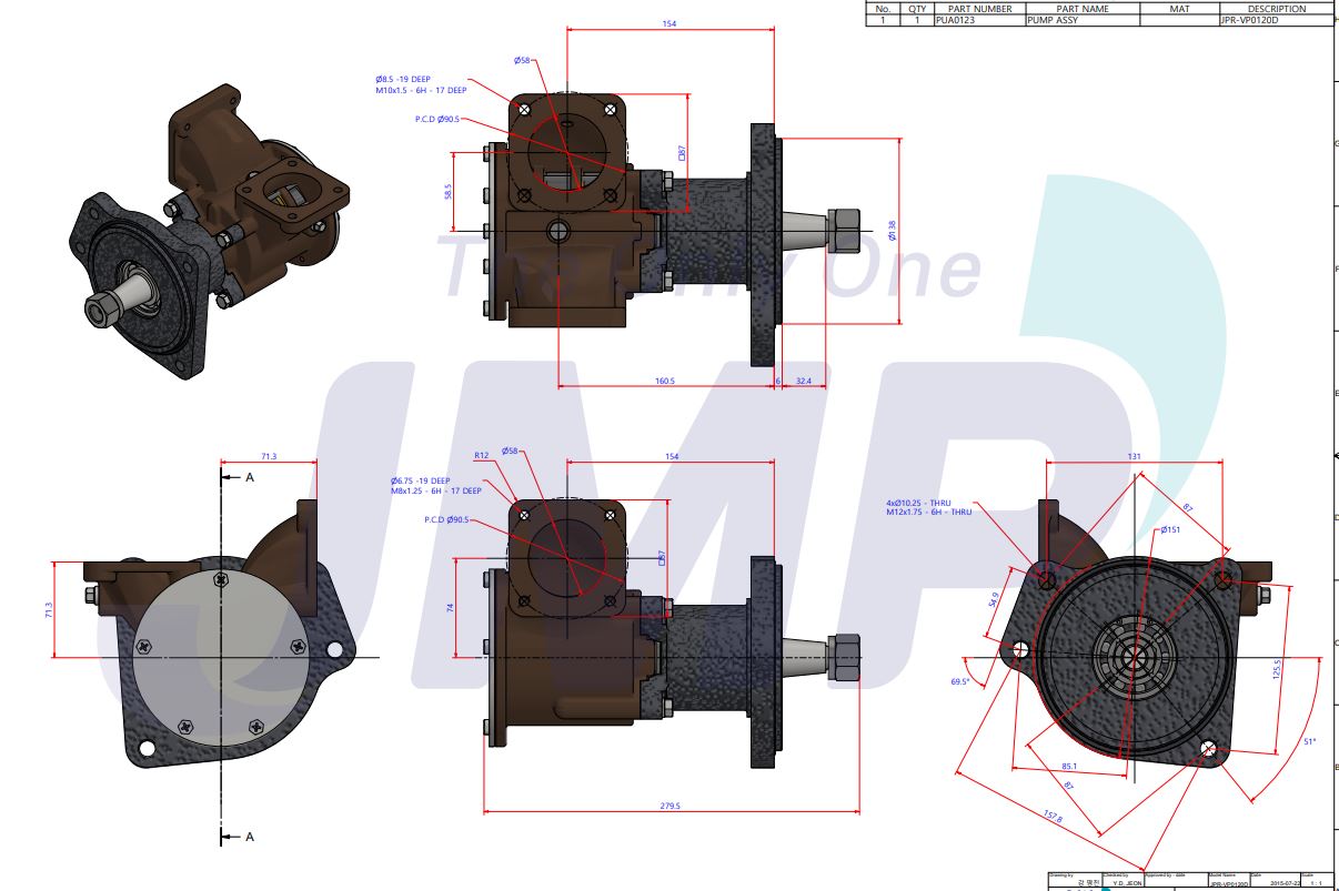 Volvo Penta D12 Seawater Pump 3838207 Replacement JPR-VP0120D