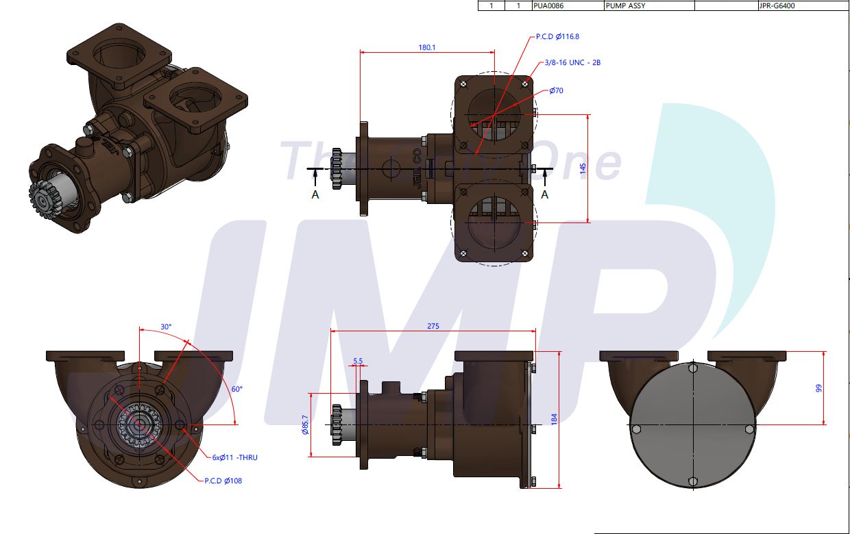 Detroit Diesel Series 149 Replacement Seawater Pump JPR-G6400