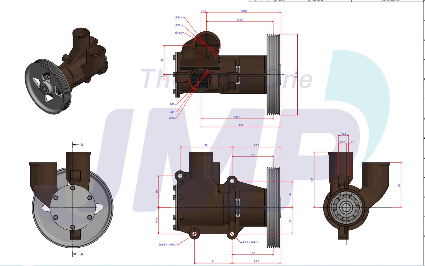 Volvo Penta D6 Seawater Pump (new style) Replaces Volvo Penta 21419376